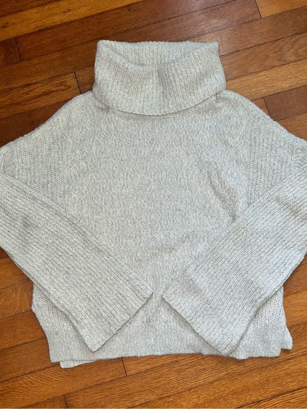 Calvin Klein Jeans Oversized Chunky Knit Turtleneck Sweater Cream Grey- Medium